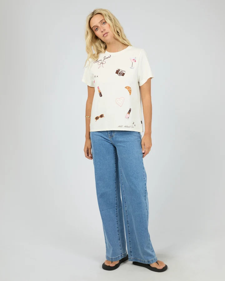 ALL ABOUT EVE JOLIE REGULAR TEE - VINTAGE WHITE