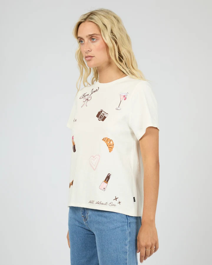ALL ABOUT EVE JOLIE REGULAR TEE - VINTAGE WHITE