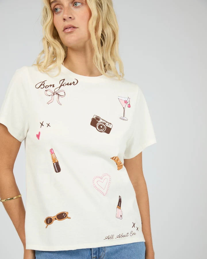ALL ABOUT EVE JOLIE REGULAR TEE - VINTAGE WHITE
