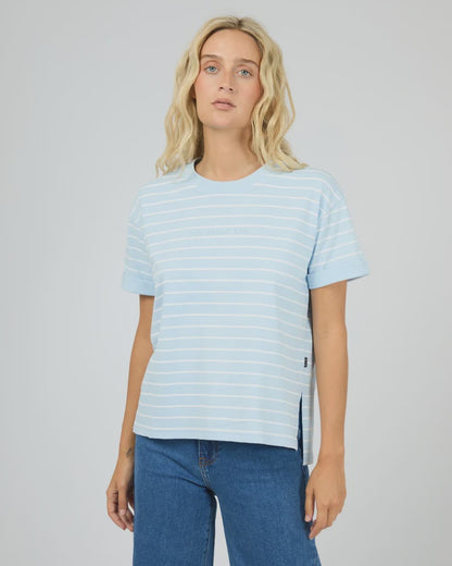 ALL ABOUT EVE AAE WASHED STRIPE TEE - OCEAN BLUE