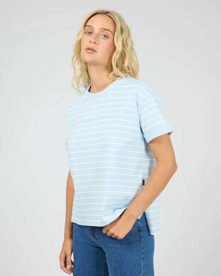 ALL ABOUT EVE AAE WASHED STRIPE TEE - OCEAN BLUE