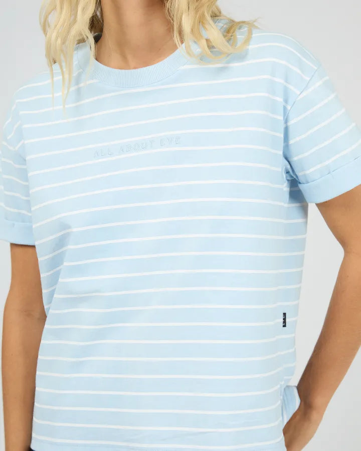 ALL ABOUT EVE AAE WASHED STRIPE TEE - OCEAN BLUE