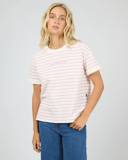 ALL ABOUT EVE AAE WASHED STRIPE TEE - ORCHID