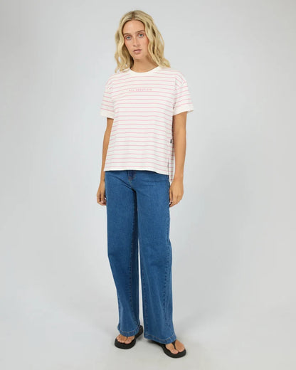 ALL ABOUT EVE AAE WASHED STRIPE TEE - ORCHID