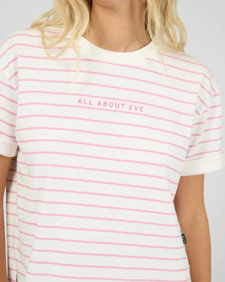 ALL ABOUT EVE AAE WASHED STRIPE TEE - ORCHID