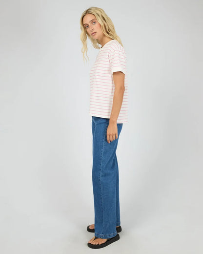 ALL ABOUT EVE AAE WASHED STRIPE TEE - ORCHID