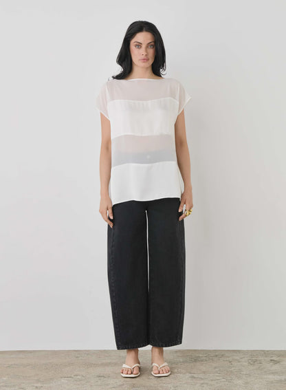 ESMAEE PANEL BLOUSE - WHITE