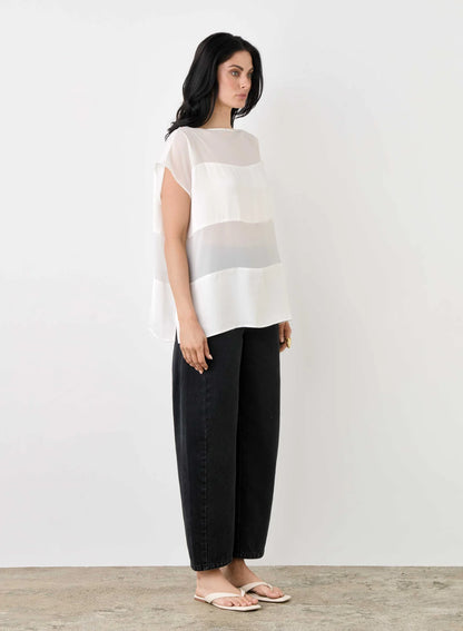 ESMAEE PANEL BLOUSE - WHITE