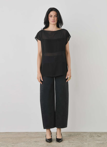 ESMAEE PANEL BLOUSE - BLACK