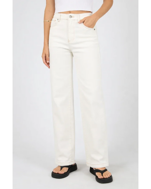 ALL ABOUT EVE JACQUI WIDE LEG PETITE JEANS - VINTAGE WHITE