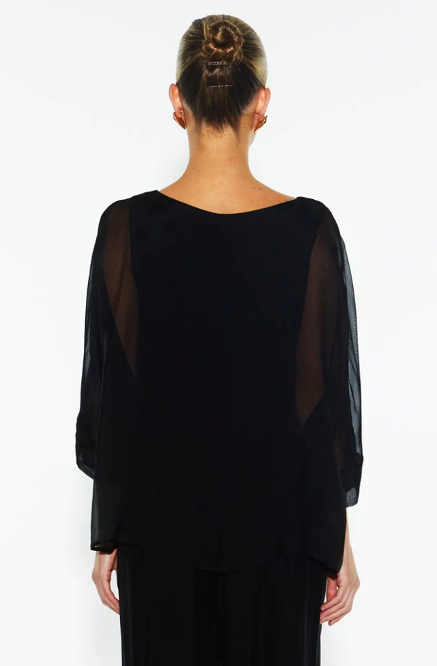 FATE + BECKER SUNLIGHT & SHADOW SILK TOP - BLACK - 17236TWFA-BLA