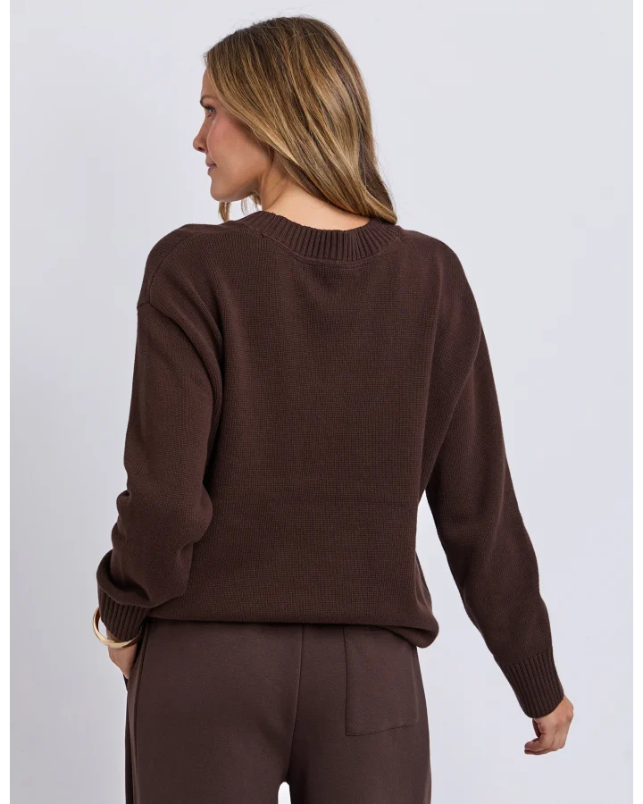 FOXWOOD TAYLOR KNIT CREW - COFFEE BEAN