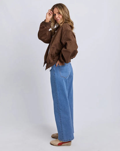 FOXWOOD EVIE SUEDE BOMBER - CHOCOLATE