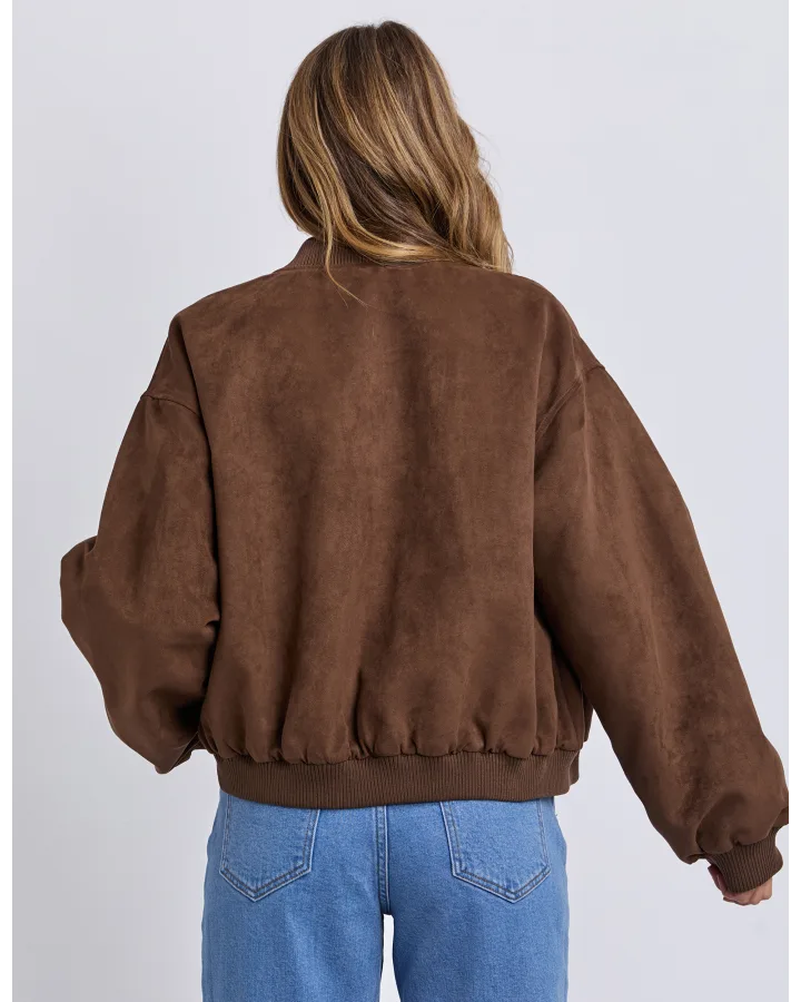 FOXWOOD EVIE SUEDE BOMBER - CHOCOLATE