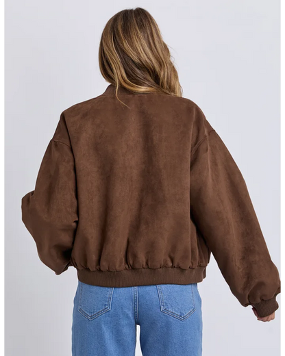 FOXWOOD EVIE SUEDE BOMBER - CHOCOLATE