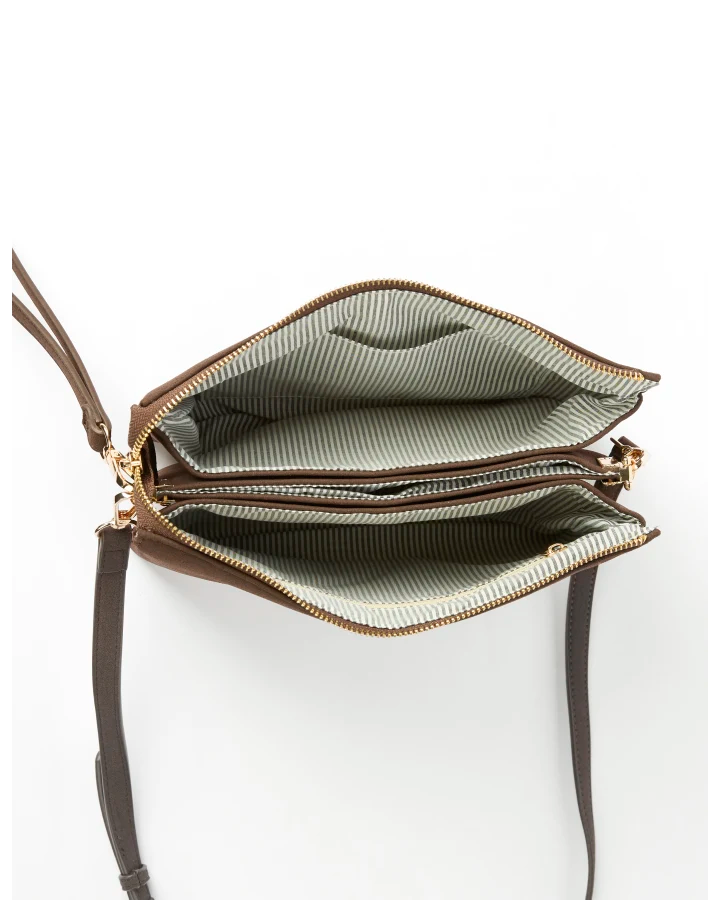 STELLA & GEMMA FRANKIE MULTI POUCH BAG - CHOCOLATE SUEDE