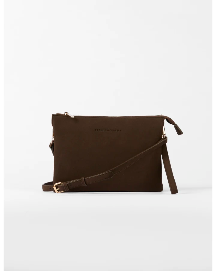 STELLA & GEMMA FRANKIE MULTI POUCH BAG - CHOCOLATE SUEDE