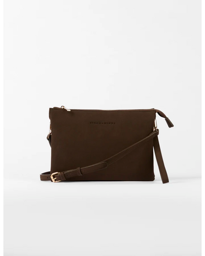 STELLA & GEMMA FRANKIE MULTI POUCH BAG - CHOCOLATE SUEDE