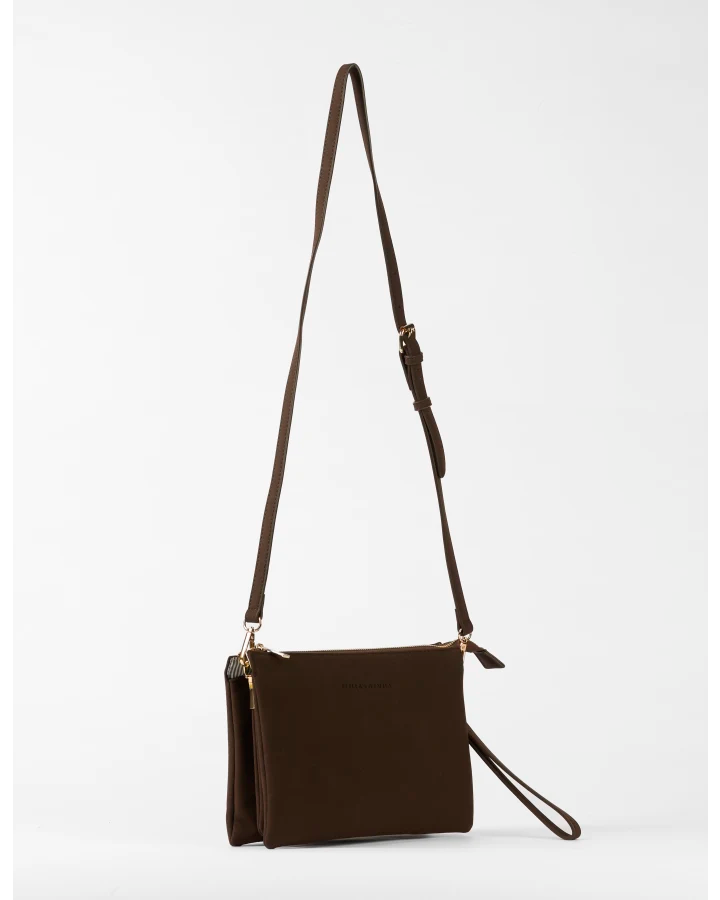 STELLA & GEMMA FRANKIE MULTI POUCH BAG - CHOCOLATE SUEDE