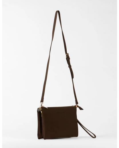STELLA & GEMMA FRANKIE MULTI POUCH BAG - CHOCOLATE SUEDE