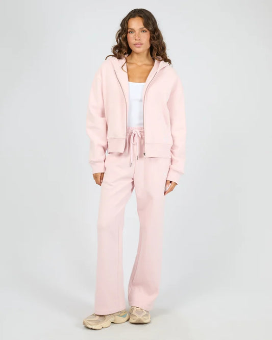SILENT THEORY SILENT LUXE ZIP THRU HOODIE - PALE PINK