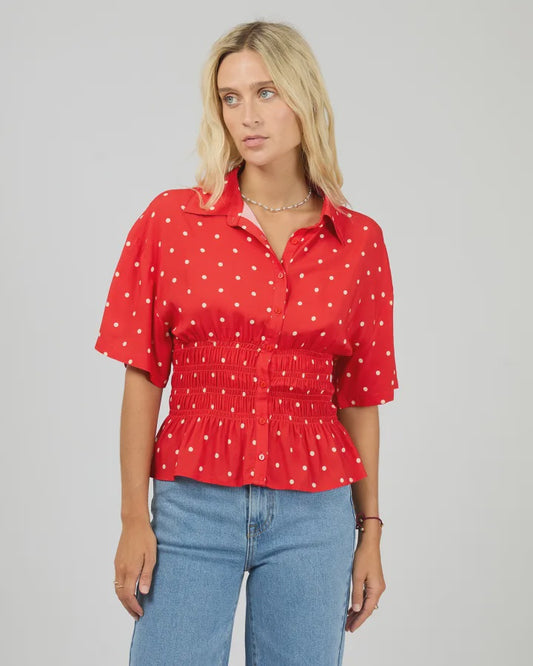ALL ABOUT EVE RUMI SHORT SLEEVE TOP - RED