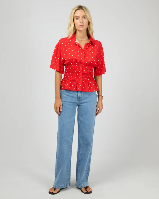 ALL ABOUT EVE RUMI SHORT SLEEVE TOP - RED