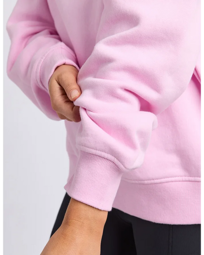 FOXWOOD COLLEGE CONTRAST ZIP CREW - PALE PINK / PORT