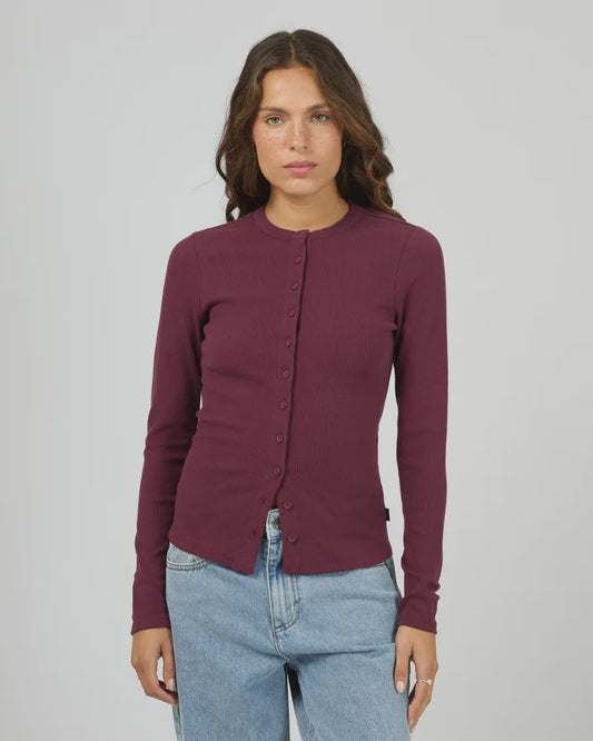 SILENT THEORY BUTTON UP L/S TEE - CHERRY
