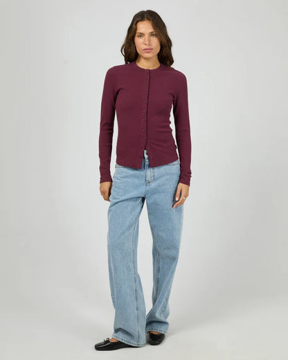 SILENT THEORY BUTTON UP L/S TEE - CHERRY