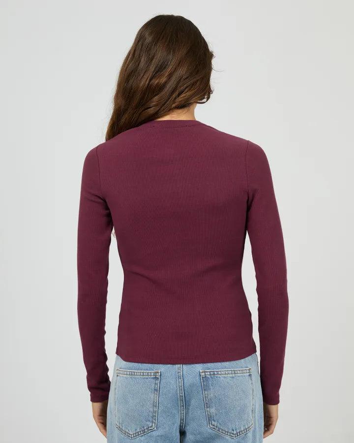 SILENT THEORY BUTTON UP L/S TEE - CHERRY