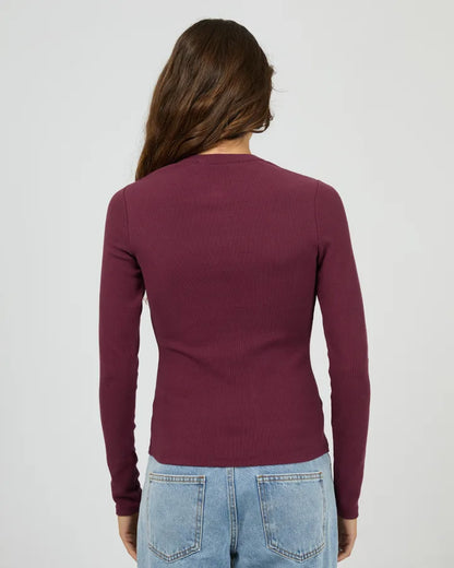 SILENT THEORY BUTTON UP L/S TEE - CHERRY