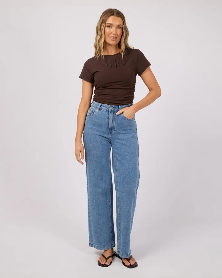 ALL ABOUT EVE MIMI RUCHED TOP - BROWN