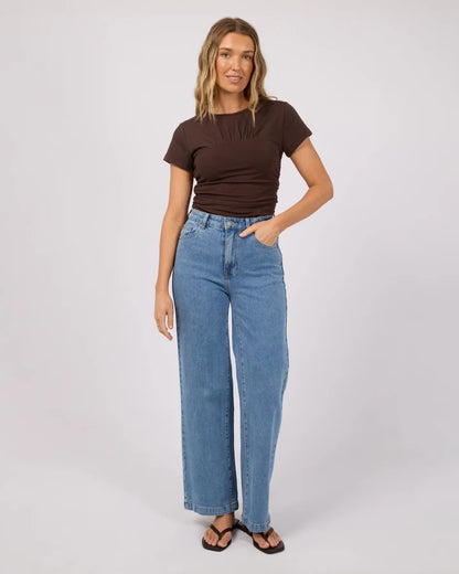 ALL ABOUT EVE MIMI RUCHED TOP - BROWN