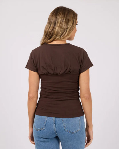 ALL ABOUT EVE MIMI RUCHED TOP - BROWN