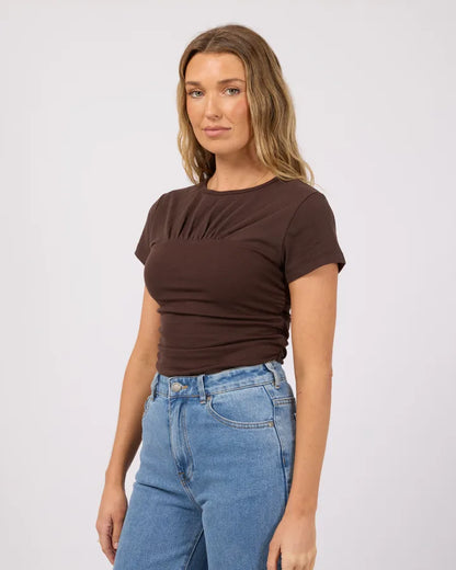 ALL ABOUT EVE MIMI RUCHED TOP - BROWN