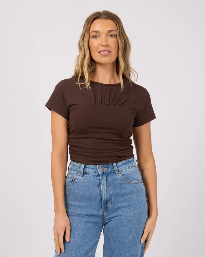 ALL ABOUT EVE MIMI RUCHED TOP - BROWN