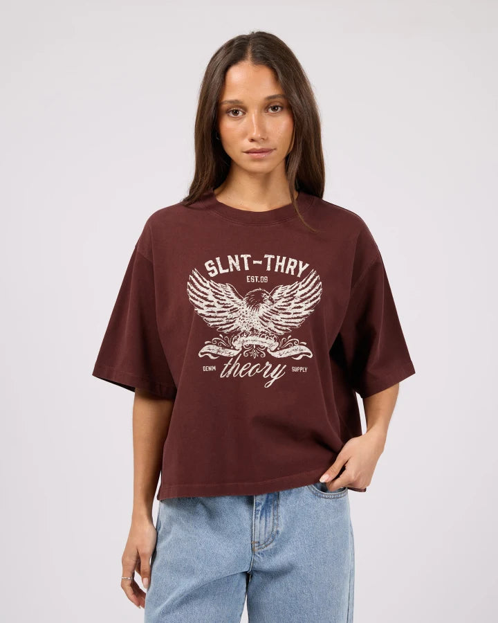 SILENT THEORY IN TIME RELAXED TEE - CHERRY