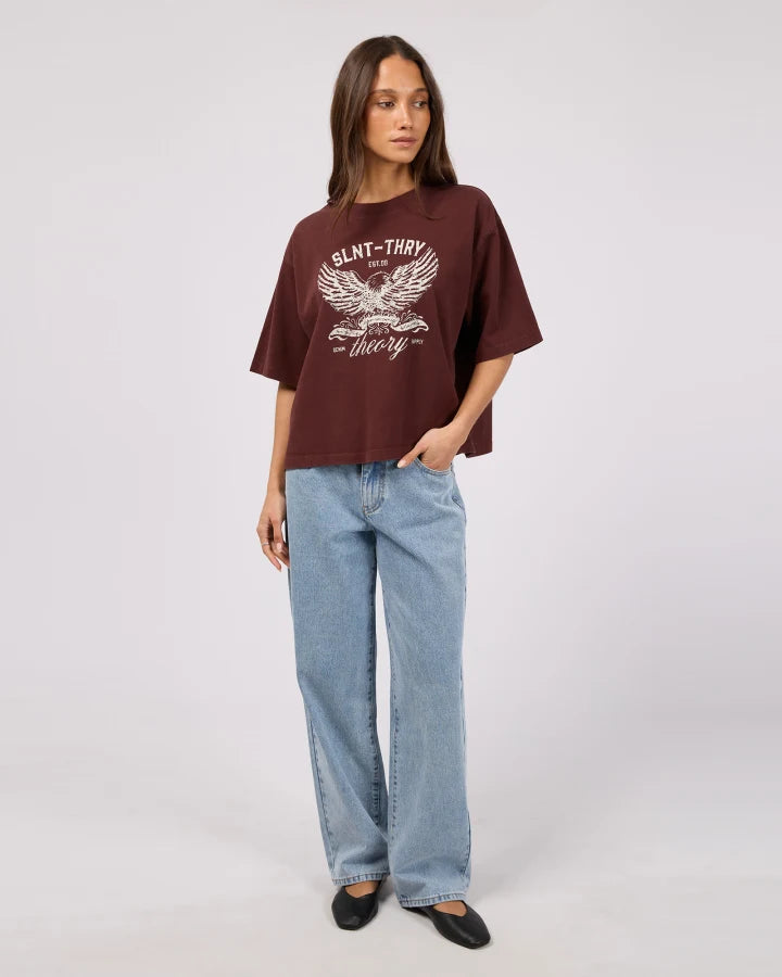 SILENT THEORY IN TIME RELAXED TEE - CHERRY