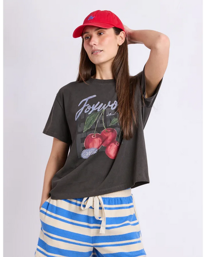 FOXWOOD CHERRY TEE - WASHED BLACK