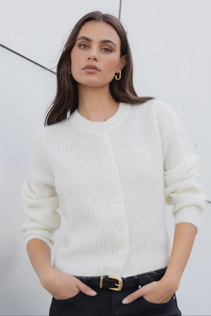 IVY & JACK HIGHLIGHT CREWNECK CARDIGAN - IVORY