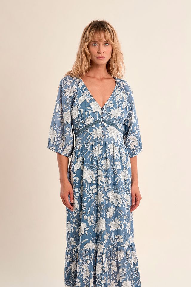 MOLLY BRACKEN WOVEN DRESS MAXI - BLUE DIVIYA