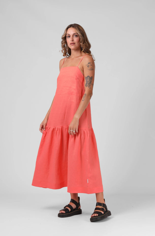 RPM ANTOINETTE DRESS - WASHED CORAL - 24SW17B2