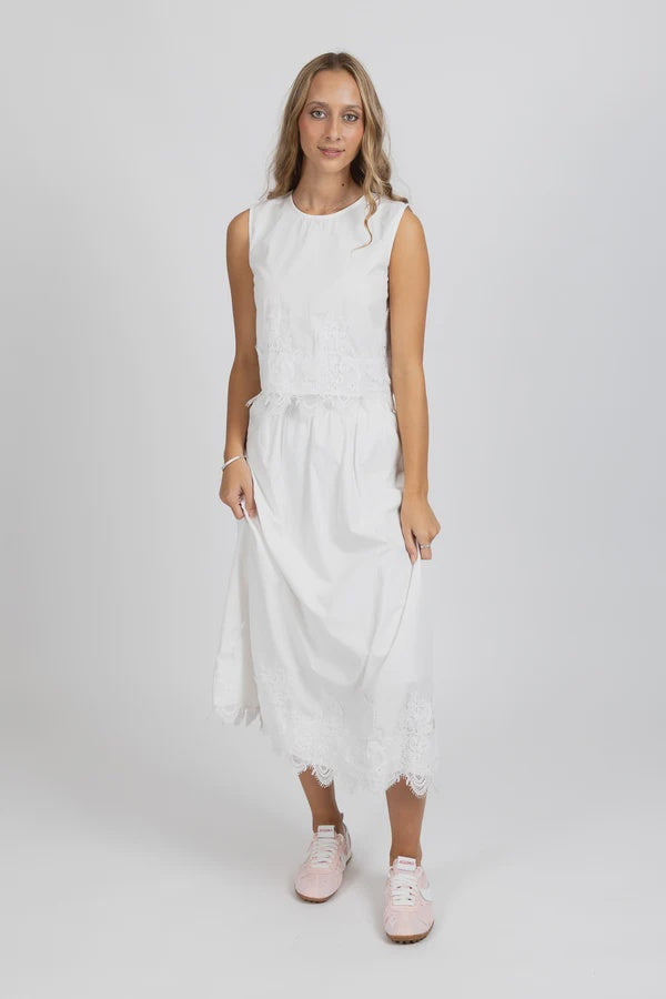 FEDERATION POPPY SKIRT - WHITE