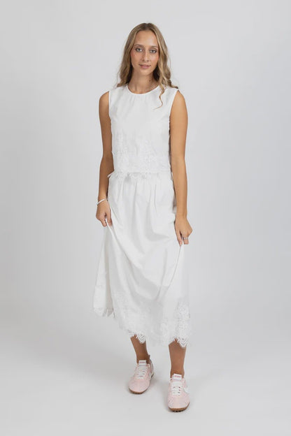 FEDERATION POPPY SKIRT - WHITE
