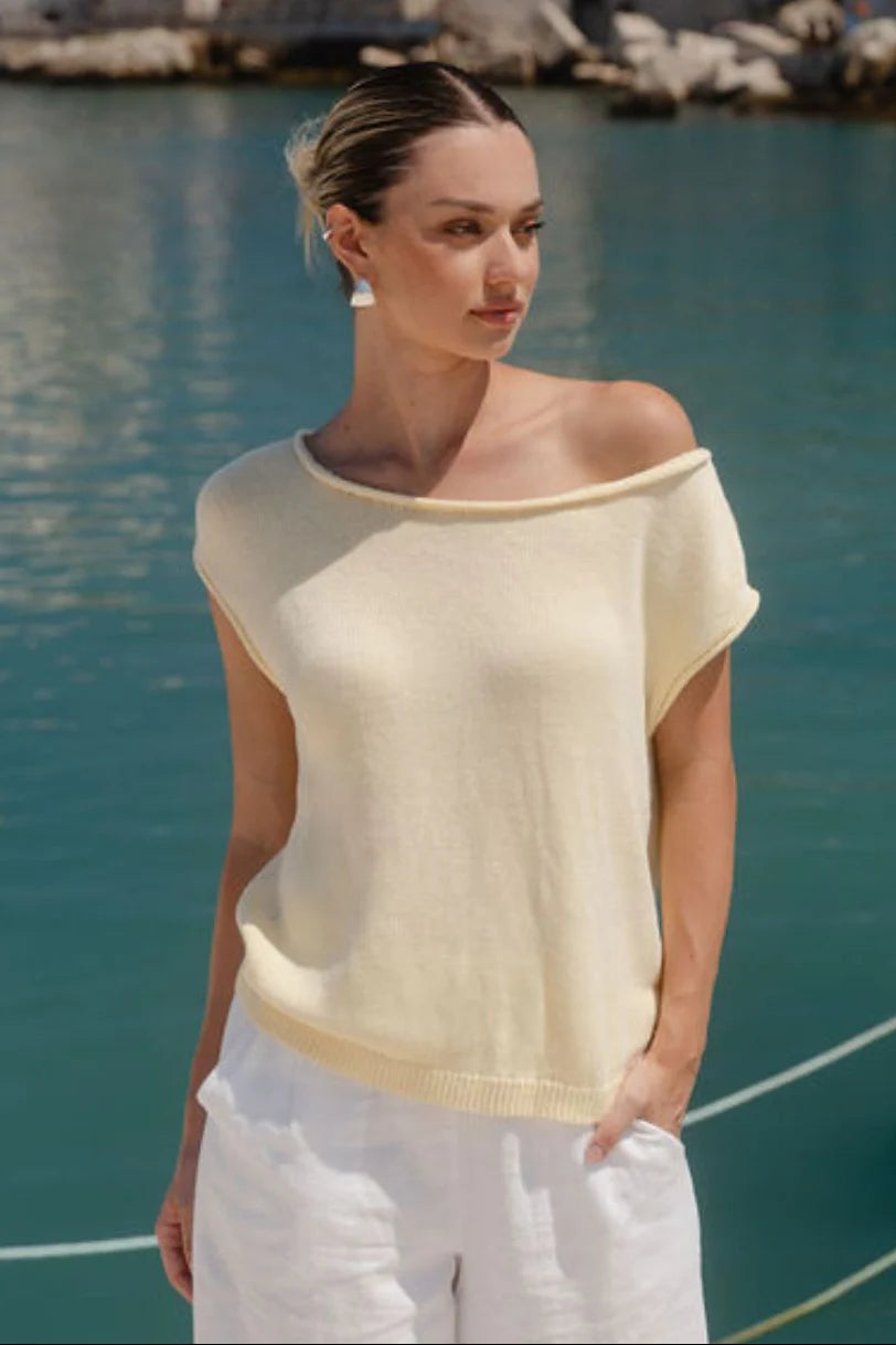 RE:UNION FALLOW OFF SHOULDER TOP - BUTTER