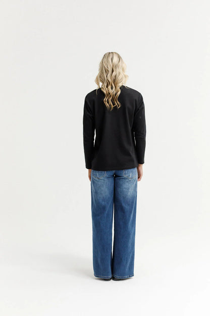 HOME-LEE - L/S CHRIS TEE - BLACK & SAND