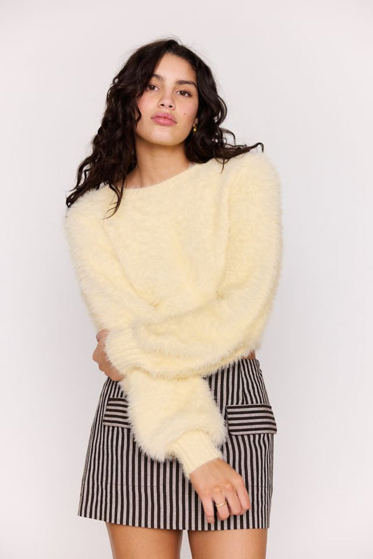 MINK PINK LOLA FLUFFY KNIT JUMPER - BUTTER
