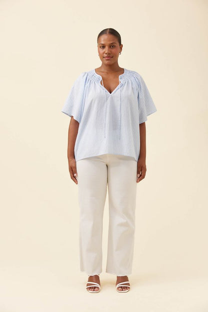 ISLE OF MINE LYNDELL SHIRRED TOP - LIGHT BLUE