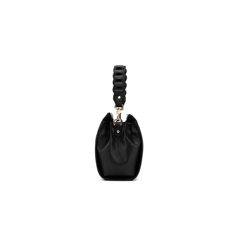 BLACK CAVIAR LUA PLAIT HANDBAG - BLACK
